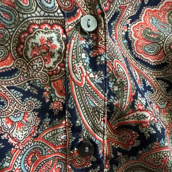 Tommy Hilfiger Navy Orange Paisley Print Belted Dress - Picture 7 of 7